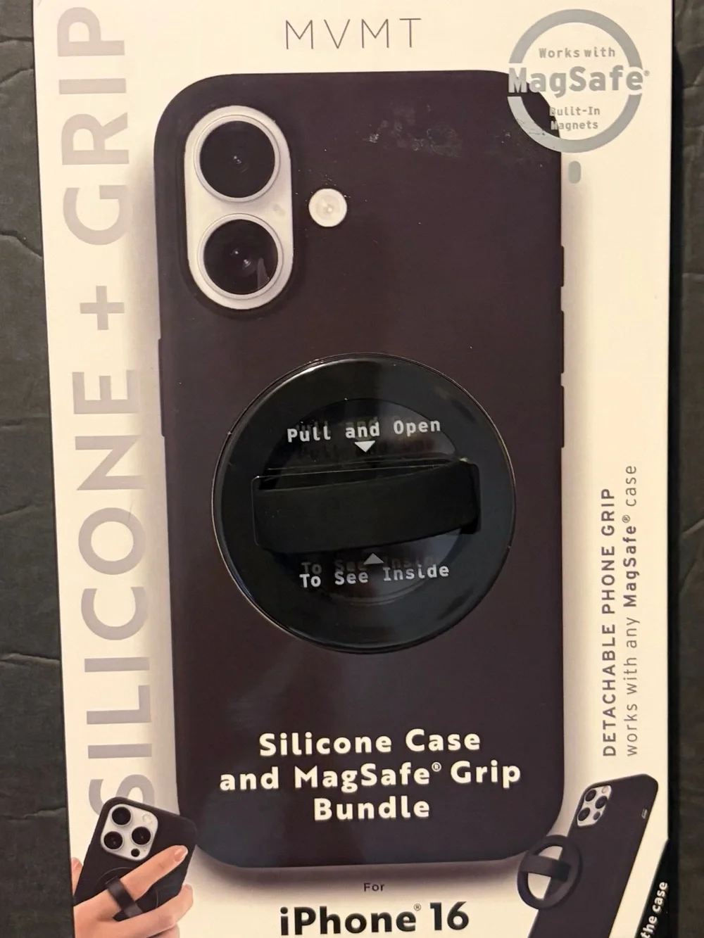 MVMT Silicone MagSafe Case with Detachable Grip — Deep‎ Purple